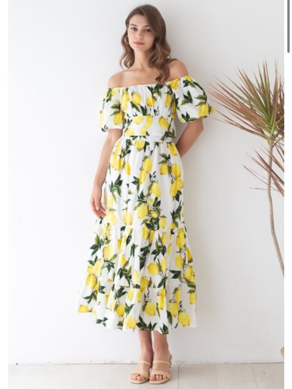 EUC Lemon Print Cotton Top and Skirt Set